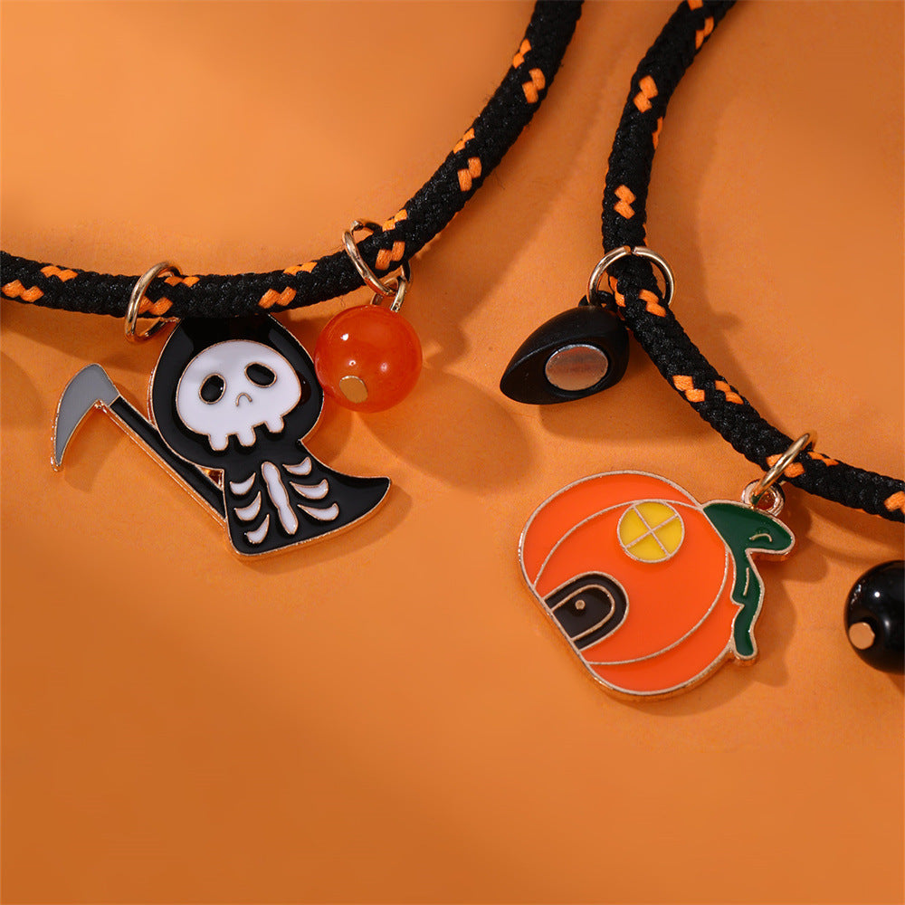 Halloween Bracelet Halloween Pumpkin Ghost Love Magnetic Couple Rope Bracelet