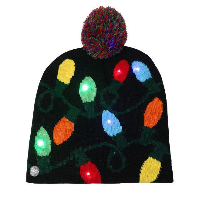 Christmas Decoration Knitted LED Light Cap Christmas Tree Snowman Adult Child Hat