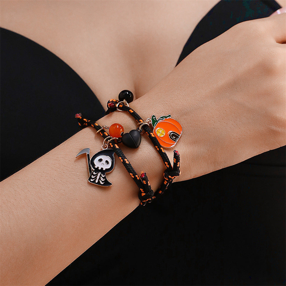 Halloween Bracelet Halloween Pumpkin Ghost Love Magnetic Couple Rope Bracelet