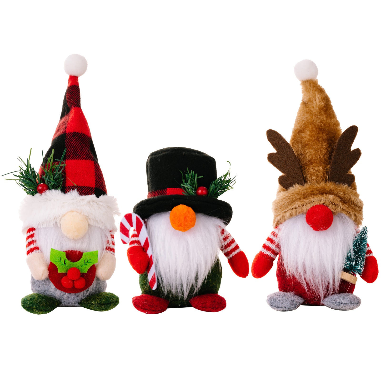 New Christmas Decoration Supplies Plaid Hat Forest Elderly Ornaments