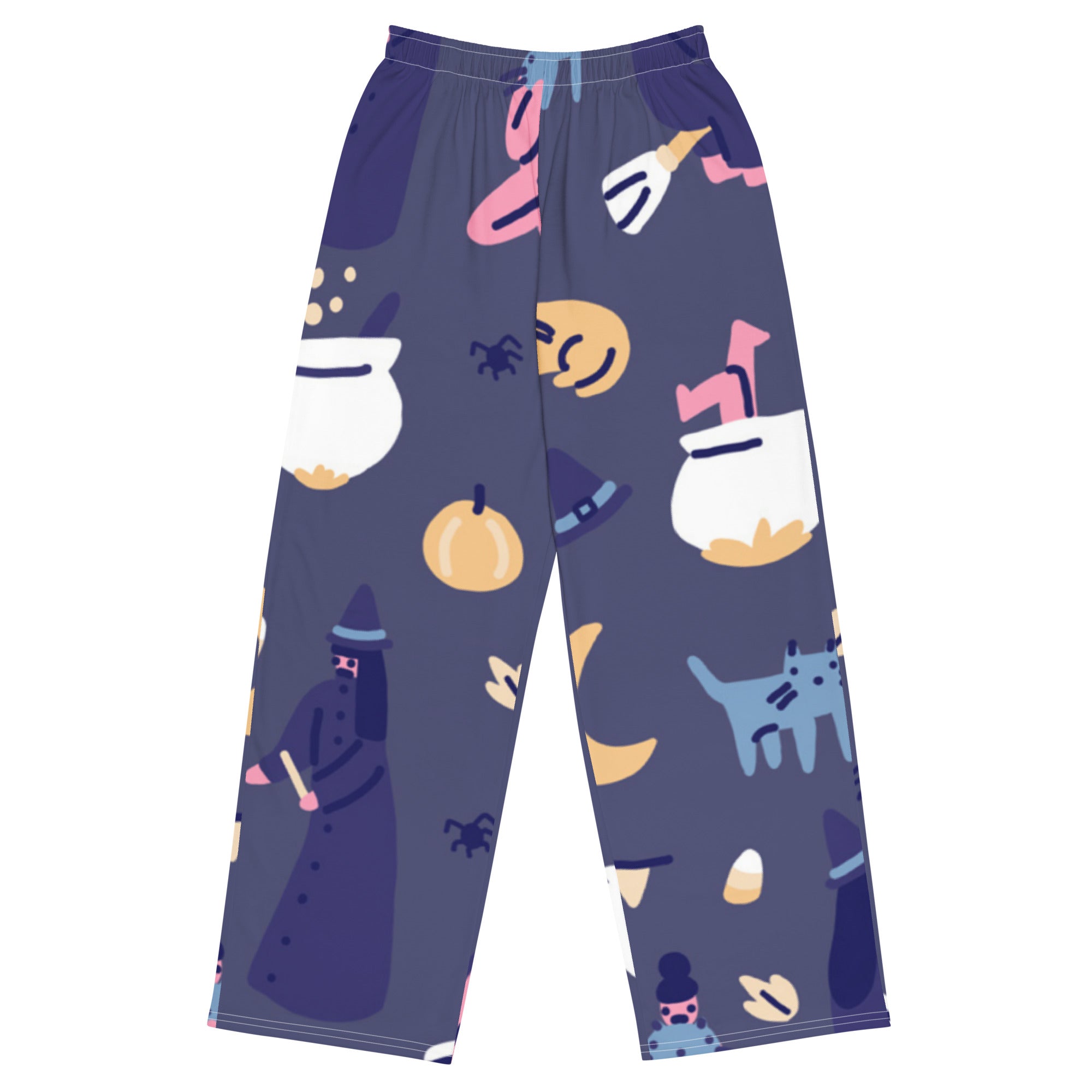 All-over halloween print unisex wide-leg pants