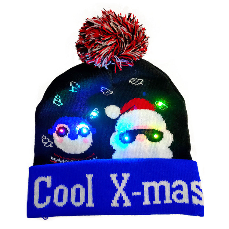 Christmas Decoration Knitted LED Light Cap Christmas Tree Snowman Adult Child Hat