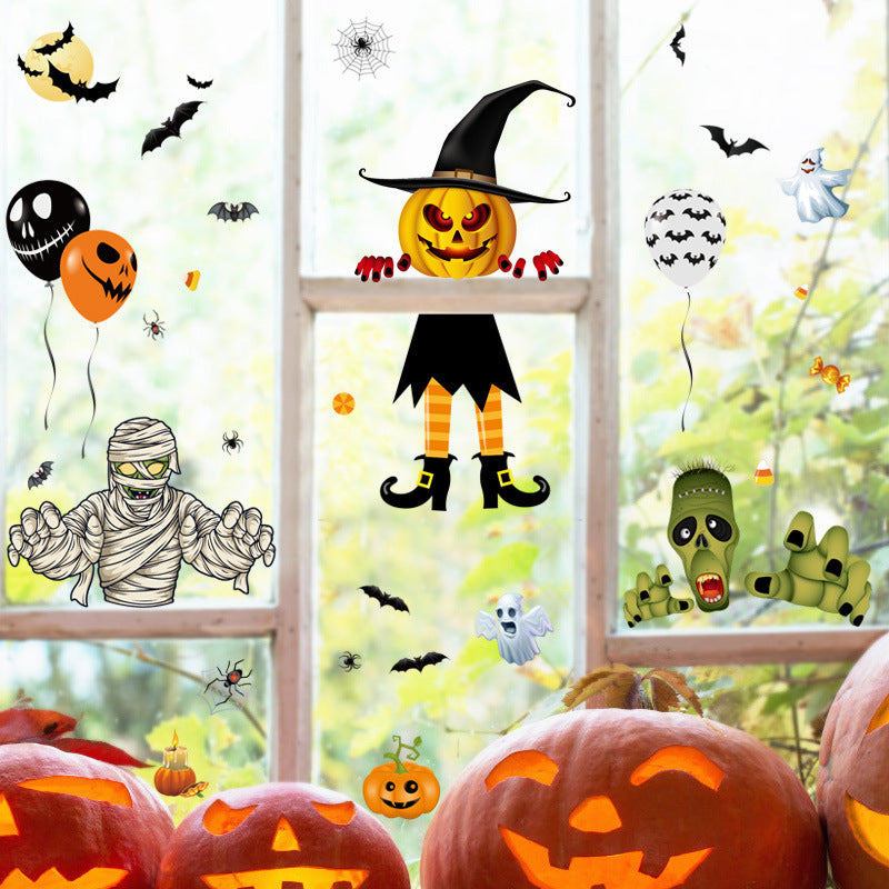 Halloween Decoration Stickers Halloween Pumpkin Lamp Spider Ghost Static Electricity